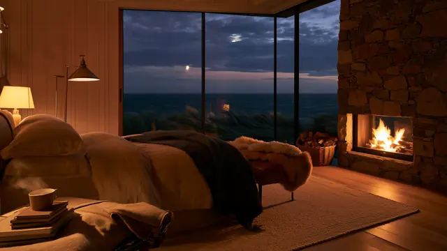 Sleep Music with Ocean Waves and Fireplace: Embertide sleep artwork